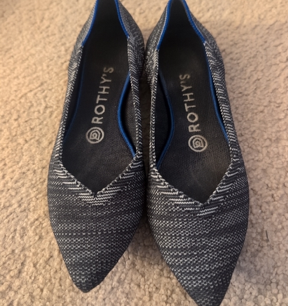 Rothy's Granite Heather Pointed-Toe Knit Flats Size 7 - Picture 5 of 11